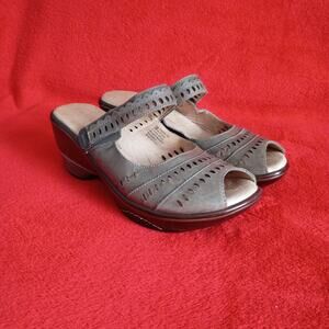 Jambu Touring-Too Sport Wedge Leather Platform Peep Toe Mary Jane Women 9M Twee